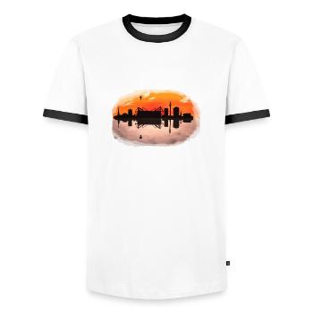 Skyline Dortmund - Men's Ringer Shirt - white/black - Front - AI Model Female 172 light (172cm) & AI Model Male 178 dark (178cm)
