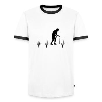 Grandpa heartbeat EKG - Men's Ringer Shirt - white/black - Front - AI Model Female 172 light (172cm) & AI Model Male 178 dark (178cm)