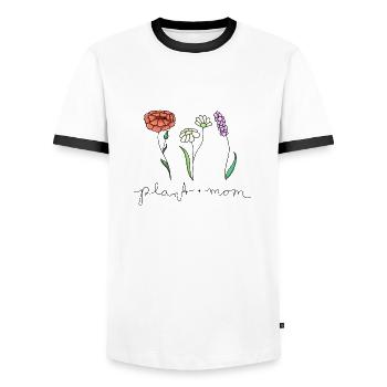 plantmom Blumen - Männer Kontrast-T-Shirt - Weiß/Schwarz - Vorne - AI Model Female 172 light (172cm) & AI Model Male 178 dark (178cm)