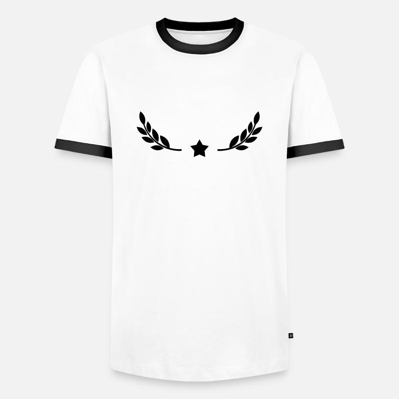 Stern mit Lorbeerkranz Design - Männer Kontrast-T-Shirt - Weiß/Schwarz