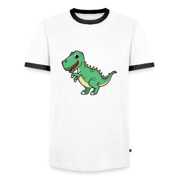 dinosaure t rex - T-shirt contrasté Homme - blanc/noir - Devant - AI Model Female 172 light (172cm) & AI Model Male 178 dark (178cm)