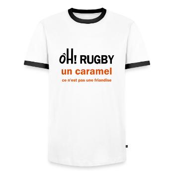 rugby caramel - T-shirt contrasté Homme - blanc/noir - Devant - AI Model Female 172 light (172cm) & AI Model Male 178 dark (178cm)