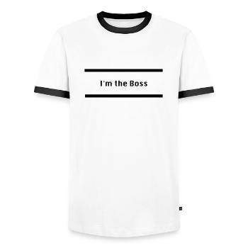 je suis le chef - T-shirt contrasté Homme - blanc/noir - Devant - AI Model Female 172 light (172cm) & AI Model Male 178 dark (178cm)