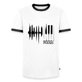 Piano Music - Männer Kontrast-T-Shirt - Weiß/Schwarz - Vorne - AI Model Female 172 light (172cm) & AI Model Male 178 dark (178cm)