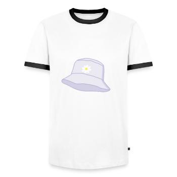 Bob avec une fleur - T-shirt contrasté Homme - blanc/noir - Devant - AI Model Female 172 light (172cm) & AI Model Male 178 dark (178cm)
