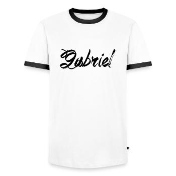 Gabriel - Männer Kontrast-T-Shirt - Weiß/Schwarz - Vorne - AI Model Female 172 light (172cm) & AI Model Male 178 dark (178cm)