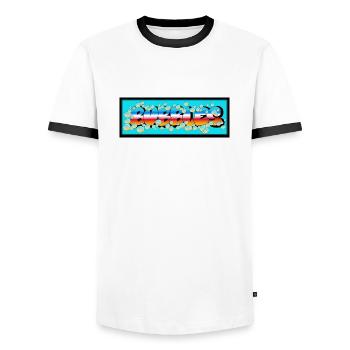 Bubbles - Men's Ringer Shirt - white/black - Front - AI Model Female 172 light (172cm) & AI Model Male 178 dark (178cm)