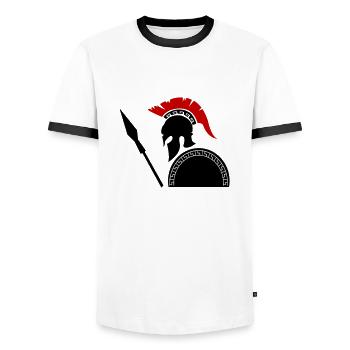 sparta krieger 01 - Männer Kontrast-T-Shirt - Weiß/Schwarz - Vorne - AI Model Female 172 light (172cm) & AI Model Male 178 dark (178cm)