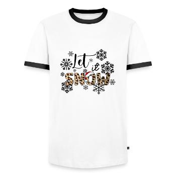 Qu’il neige ! Noël avec Leopard Design - T-shirt contrasté Homme - blanc/noir - Devant - AI Model Female 172 light (172cm) & AI Model Male 178 dark (178cm)