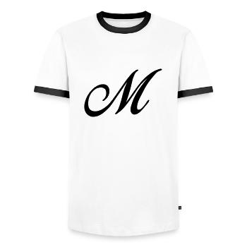 M - Männer Kontrast-T-Shirt - Weiß/Schwarz - Vorne - AI Model Female 172 light (172cm) & AI Model Male 178 dark (178cm)