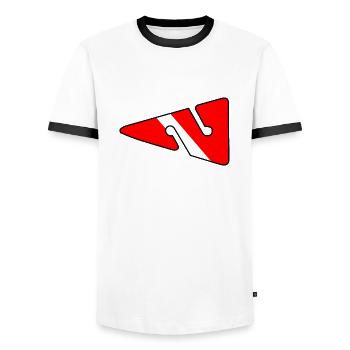 Line Arrow by Scuba.Style - Men's Ringer Shirt - white/black - Front - AI Model Female 172 light (172cm) & AI Model Male 178 dark (178cm)