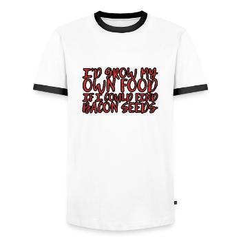I'd Grow My Own Food If I Could Find Bacon Seeds 3 - Men's Ringer Shirt - white/black - Front - AI Model Female 172 light (172cm) & AI Model Male 178 dark (178cm)