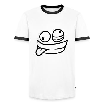 Visage de psychopathe comique - T-shirt contrasté Homme - blanc/noir - Devant - AI Model Female 172 light (172cm) & AI Model Male 178 dark (178cm)