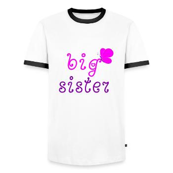Big Sister - T-shirt contrasté Homme - blanc/noir - Devant - AI Model Female 172 light (172cm) & AI Model Male 178 dark (178cm)