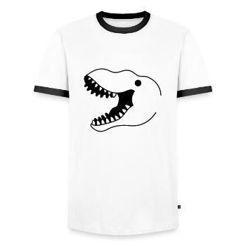 T-Rex nur weit geöffneter Mundkopf - Männer Kontrast-T-Shirt - Weiß/Schwarz - Vorne - AI Model Female 172 light (172cm) & AI Model Male 178 dark (178cm)