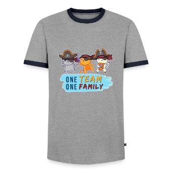 team familie katze pirat bachelorette party biker - Männer Kontrast-T-Shirt - Grau/Navy  - Vorne - AI Model Female 172 light (172cm) & AI Model Male 178 light (178cm)