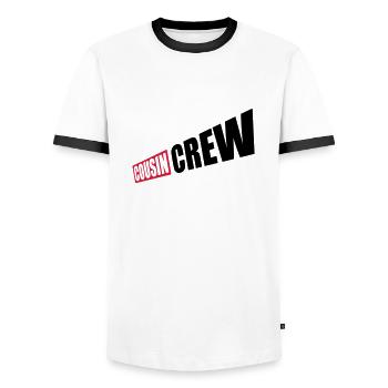 Leader Cousin Crew Team - Männer Kontrast-T-Shirt - Weiß/Schwarz - Vorne - AI Model Female 172 light (172cm) & AI Model Male 178 dark (178cm)