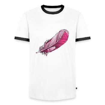 Feather - Men's Ringer Shirt - white/black - Front - AI Model Female 172 light (172cm) & AI Model Male 178 dark (178cm)