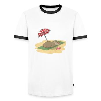 Hamster am Strand Sonnen - Männer Kontrast-T-Shirt - Weiß/Schwarz - Vorne - AI Model Female 172 light (172cm) & AI Model Male 178 dark (178cm)