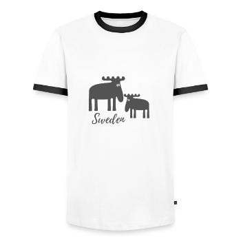 Elche Schweden - Männer Kontrast-T-Shirt - Weiß/Schwarz - Vorne - AI Model Female 172 light (172cm) & AI Model Male 178 dark (178cm)