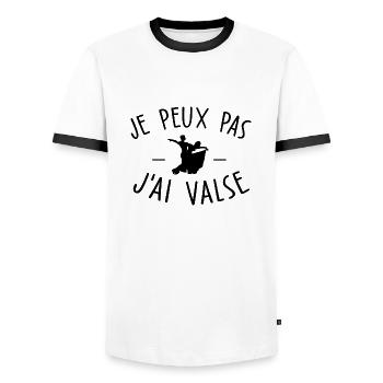 je peux pas j ai valse - T-shirt contrasté Homme - blanc/noir - Devant - AI Model Female 172 light (172cm) & AI Model Male 178 dark (178cm)