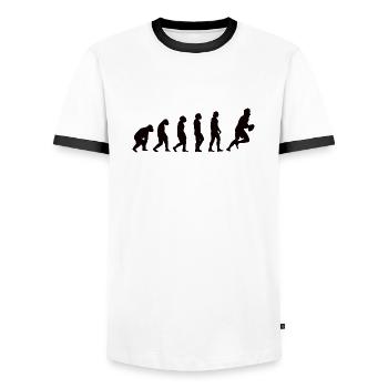 Rugby Team Rugby Coach Gift Rugby Player - Men's Ringer Shirt - white/black - Front - AI Model Female 172 light (172cm) & AI Model Male 178 dark (178cm)