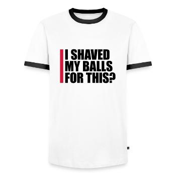 Je me suis rasé les couilles - T-shirt contrasté Homme - blanc/noir - Devant - AI Model Female 172 light (172cm) & AI Model Male 178 dark (178cm)