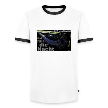 Zoffart DIE NACHT - Männer Kontrast-T-Shirt - Weiß/Schwarz - Vorne - AI Model Female 172 light (172cm) & AI Model Male 178 dark (178cm)