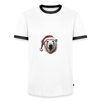 Frohe Weihnachten witziger Spruch zum Fest Eisbär - Männer Kontrast-T-Shirt - Weiß/Schwarz - Vorne - AI Model Female 172 light (172cm) & AI Model Male 178 dark (178cm)