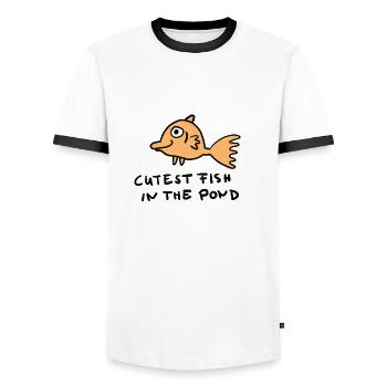 Les poissons les plus mignons de l’étang - T-shirt contrasté Homme - blanc/noir - Devant - AI Model Female 172 light (172cm) & AI Model Male 178 dark (178cm)