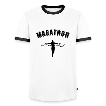 marathon - T-shirt contrasté Homme - blanc/noir - Devant - AI Model Female 172 light (172cm) & AI Model Male 178 dark (178cm)