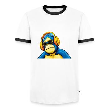 Monkey Dj - T-shirt contrasté Homme - blanc/noir - Devant - AI Model Female 172 light (172cm) & AI Model Male 178 dark (178cm)