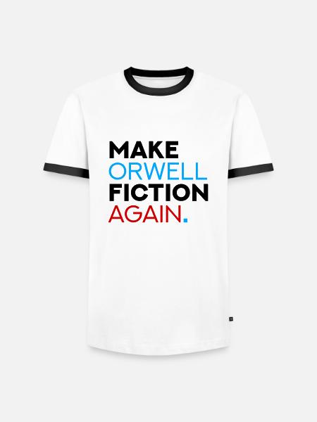 Make Orwell Fiction Again - Männer Kontrast-T-Shirt - Weiß/Schwarz