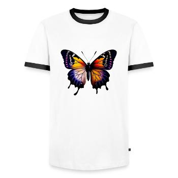 Papillon multicolore - T-shirt contrasté Homme - blanc/noir - Devant - AI Model Female 172 light (172cm) & AI Model Male 178 dark (178cm)