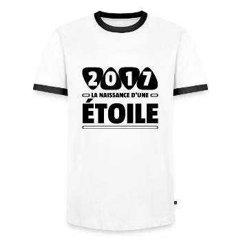 2017 année de naissance / anniversaire année 2017 - T-shirt contrasté Homme - blanc/noir - Devant - AI Model Female 172 light (172cm) & AI Model Male 178 dark (178cm)