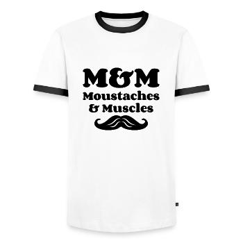 M&M (Moustaches & Muscles) - T-shirt contrasté Homme - blanc/noir - Devant - AI Model Female 172 light (172cm) & AI Model Male 178 dark (178cm)