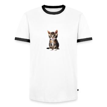 Katze - Für alle die Katzen lieben und das Ze - Männer Kontrast-T-Shirt - Weiß/Schwarz - Vorne - AI Model Female 172 light (172cm) & AI Model Male 178 dark (178cm)