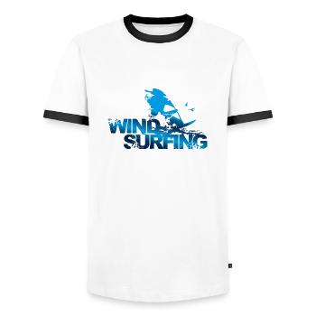 Windsurfers - Men's Ringer Shirt - white/black - Front - AI Model Female 172 light (172cm) & AI Model Male 178 dark (178cm)