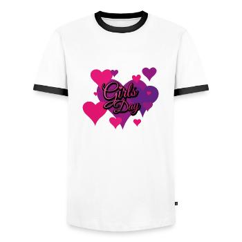 Journée des filles Histoire rose - T-shirt contrasté Homme - blanc/noir - Devant - AI Model Female 172 light (172cm) & AI Model Male 178 dark (178cm)
