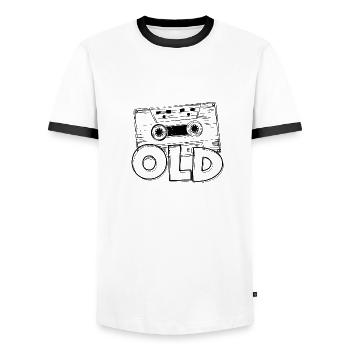 Cassette audio - T-shirt contrasté Homme - blanc/noir - Devant - AI Model Female 172 light (172cm) & AI Model Male 178 dark (178cm)