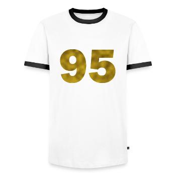 Birthday 95 years - Men's Ringer Shirt - white/black - Front - AI Model Female 172 light (172cm) & AI Model Male 178 dark (178cm)