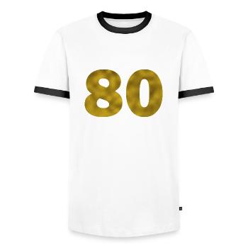 Anniversaire 80 ans - T-shirt contrasté Homme - blanc/noir - Devant - AI Model Female 172 light (172cm) & AI Model Male 178 dark (178cm)