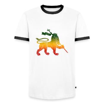 Reggae Musik Rastafari Jamaika - Männer Kontrast-T-Shirt - Weiß/Schwarz - Vorne - AI Model Female 172 light (172cm) & AI Model Male 178 dark (178cm)