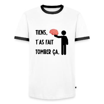 Tiens t'as fait tomber ça - T-shirt contrasté Homme - blanc/noir - Devant - AI Model Female 172 light (172cm) & AI Model Male 178 dark (178cm)