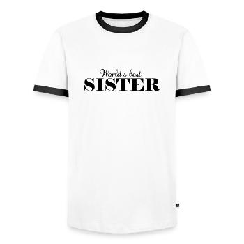 the best sister in the world - Men's Ringer Shirt - white/black - Front - AI Model Female 172 light (172cm) & AI Model Male 178 dark (178cm)