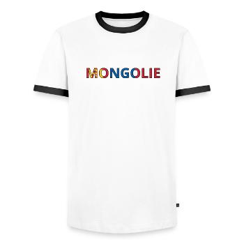 Drapeau Mongolie - T-shirt contrasté Homme - blanc/noir - Devant - AI Model Female 172 light (172cm) & AI Model Male 178 dark (178cm)