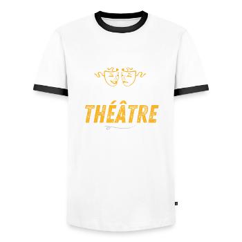 Ich kann nicht, ich habe Theatertheater - Männer Kontrast-T-Shirt - Weiß/Schwarz - Vorne - AI Model Female 172 light (172cm) & AI Model Male 178 dark (178cm)
