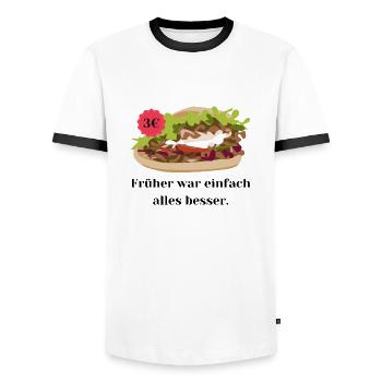 Früher war einfach alles besser - Dönerpreise - Männer Kontrast-T-Shirt - Weiß/Schwarz - Vorne - AI Model Female 172 light (172cm) & AI Model Male 178 dark (178cm)