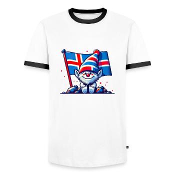 Islande Islande 82 - T-shirt contrasté Homme - blanc/noir - Devant - AI Model Female 172 light (172cm) & AI Model Male 178 dark (178cm)