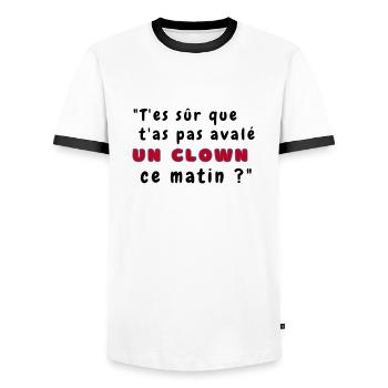 T-shirt Le chat clown - T-shirt contrasté Homme - blanc/noir - Devant - AI Model Female 172 light (172cm) & AI Model Male 178 dark (178cm)